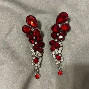 Red Rhinestone Earrings